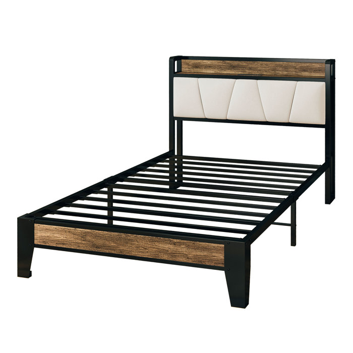 17 Stories Upholstered Metal Bookcase Storage Bed & Reviews Wayfair